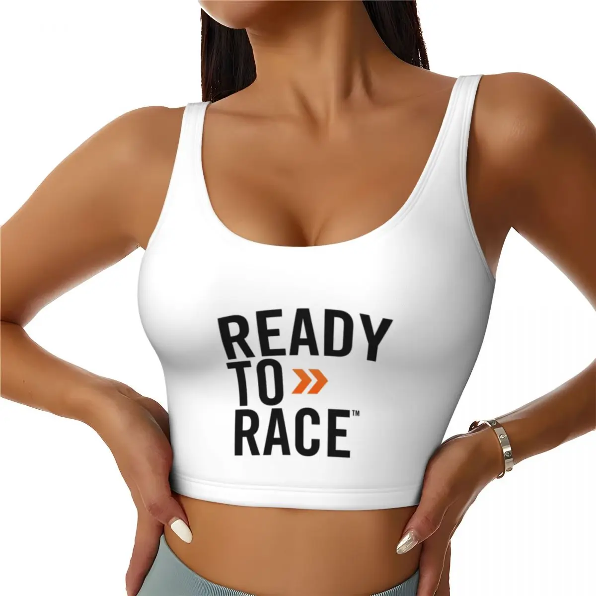 Custom Ready To Race High Impact Sports Bras Women Bike Logo Seamless Workout Running Crop Tank Tops