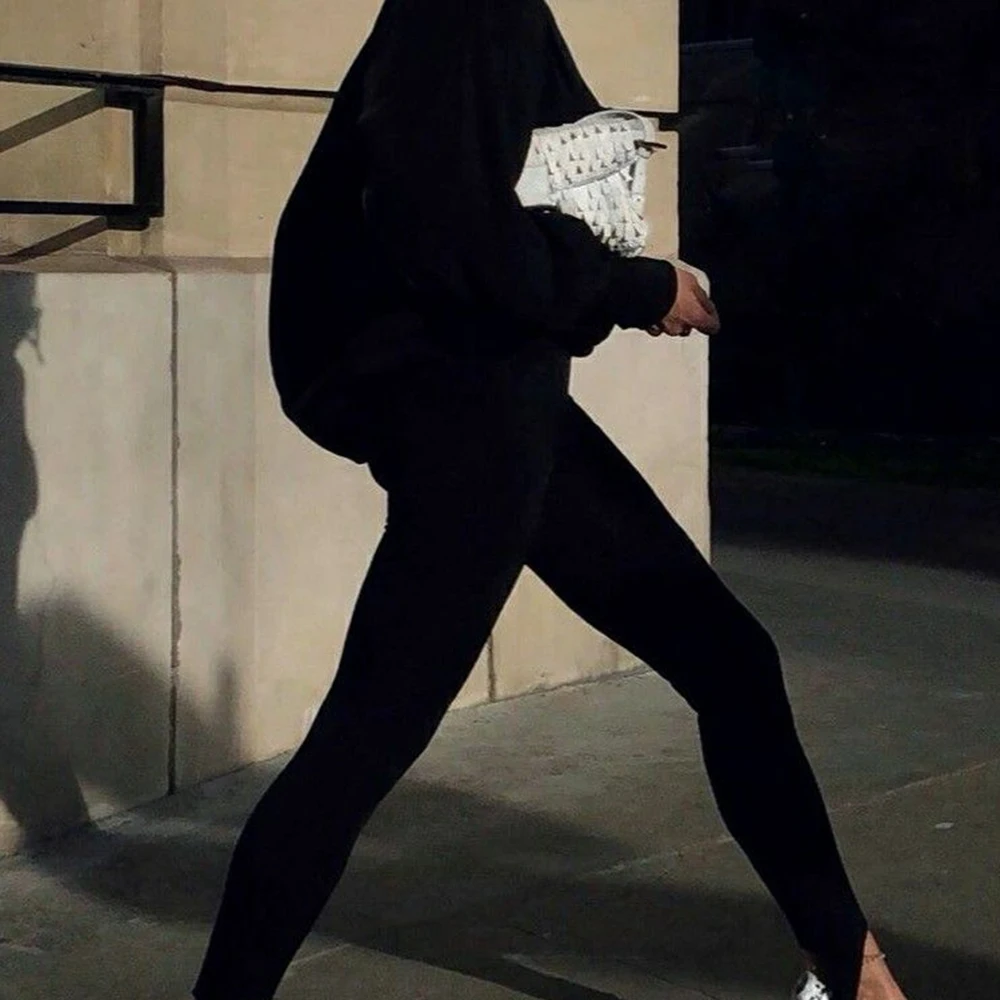 Women Stirrup Leggings High Waist Elastic Tight Yoga Pants with Foot Straps Dance Gym Workout Ribbed Tights Pants Streetwear