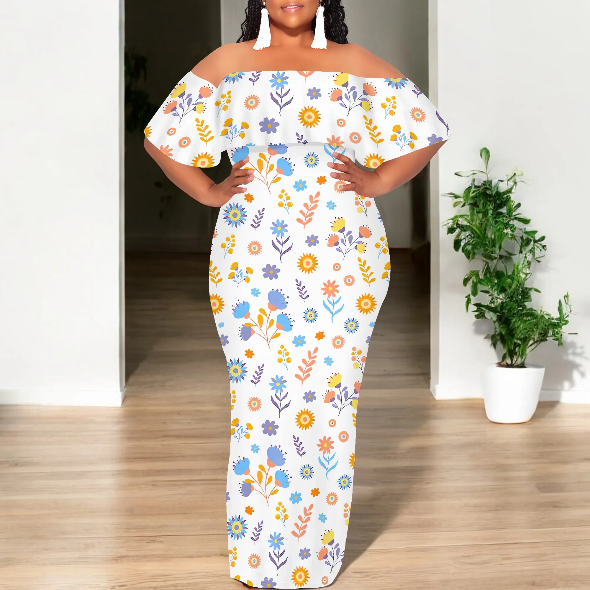 Women's Fashion 2025 Spring/Summer New Customized Casual Loose Swing Collar Printed Butterfly Beach Dress