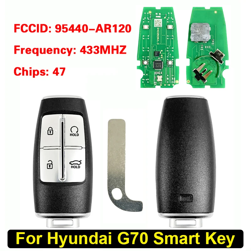 

CN020383 Aftermarket Smart Remote key Fob For Hyundai G70 433MHz 47Chip FCCID:95440-AR120 Keyless Entry