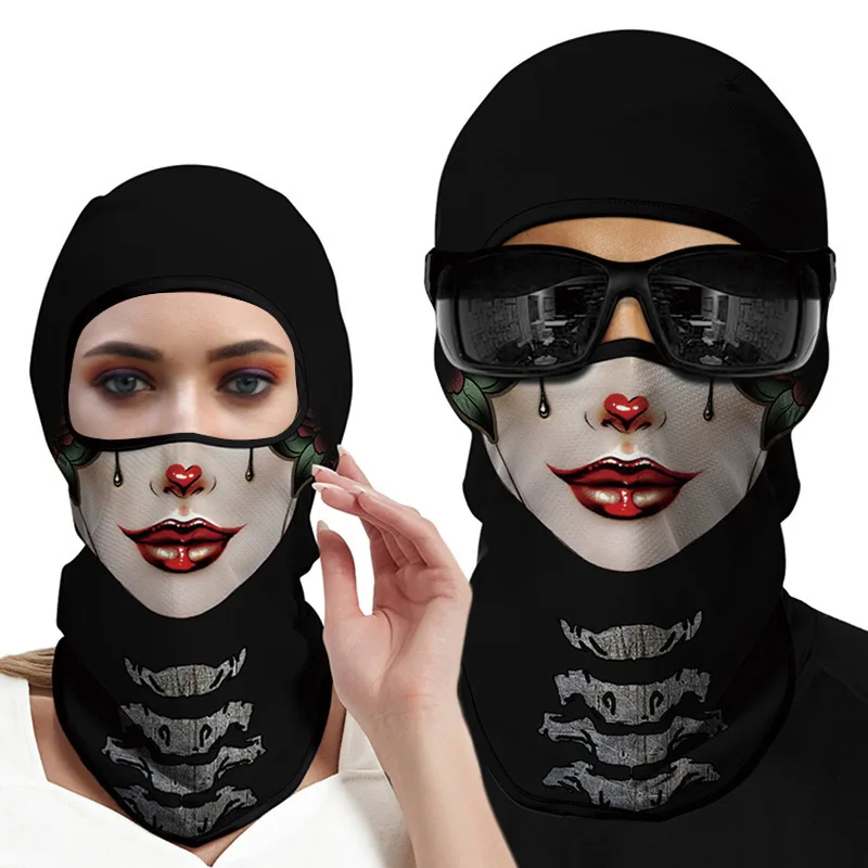 Halloween Masks 3D Printed Balaclava Men Women Cycling Skull Full Face Mask Hiking Camping Hunting Cap Neck Head Face Warm Cover