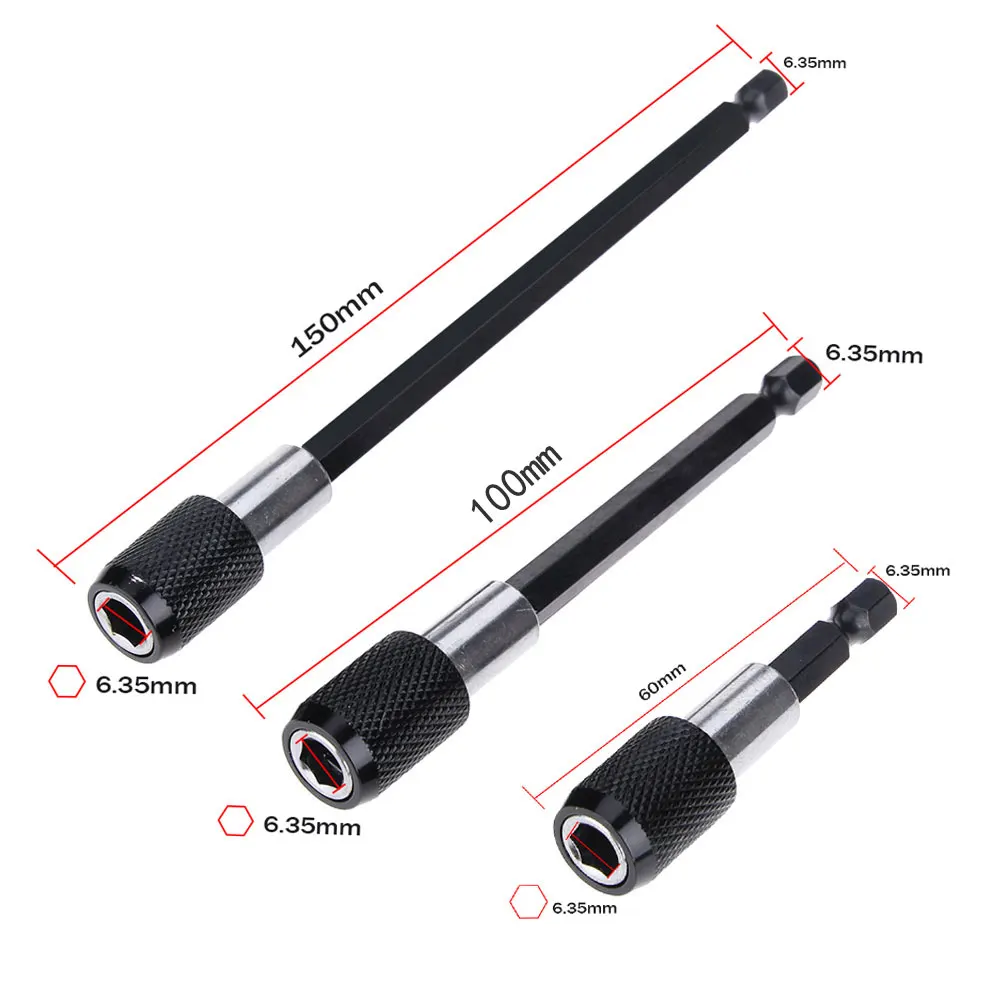 1/4 Inch Head Extension Rod Batch Magnetic Screwdriver Quick Transfer Lever Self-locking Extension Rod 60/100/150mm Hand Tools