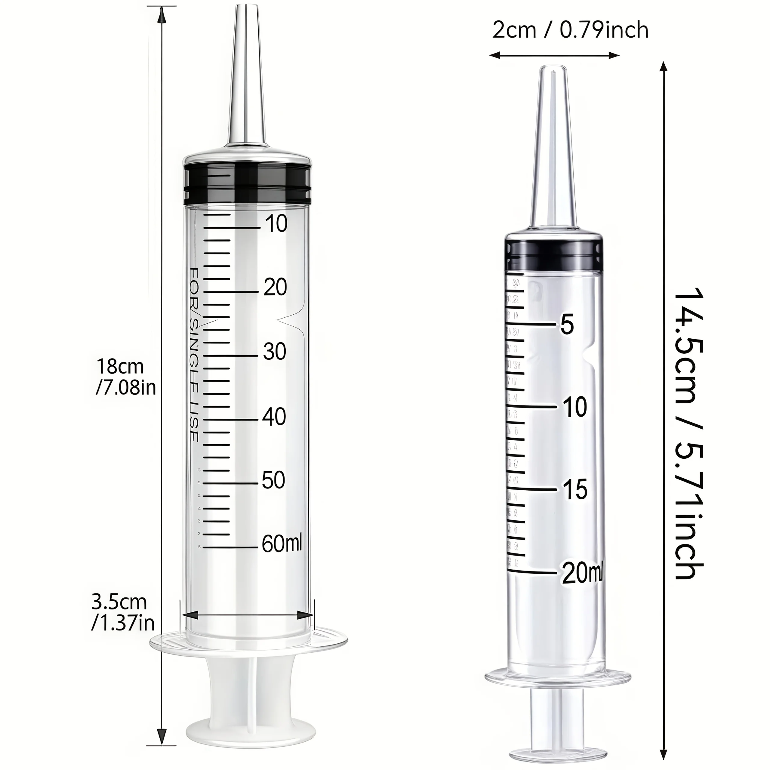 20Ml/60Ml/100Ml/150Ml Syringe, Plastic Syringe, Used for Scientific Laboratories, Liquids, Plant Irrigation, Perfume, Ink, Fish Tank Water Change, Feeding Pets, Etc. Multi-Purpose, Suitable for Indust image 2