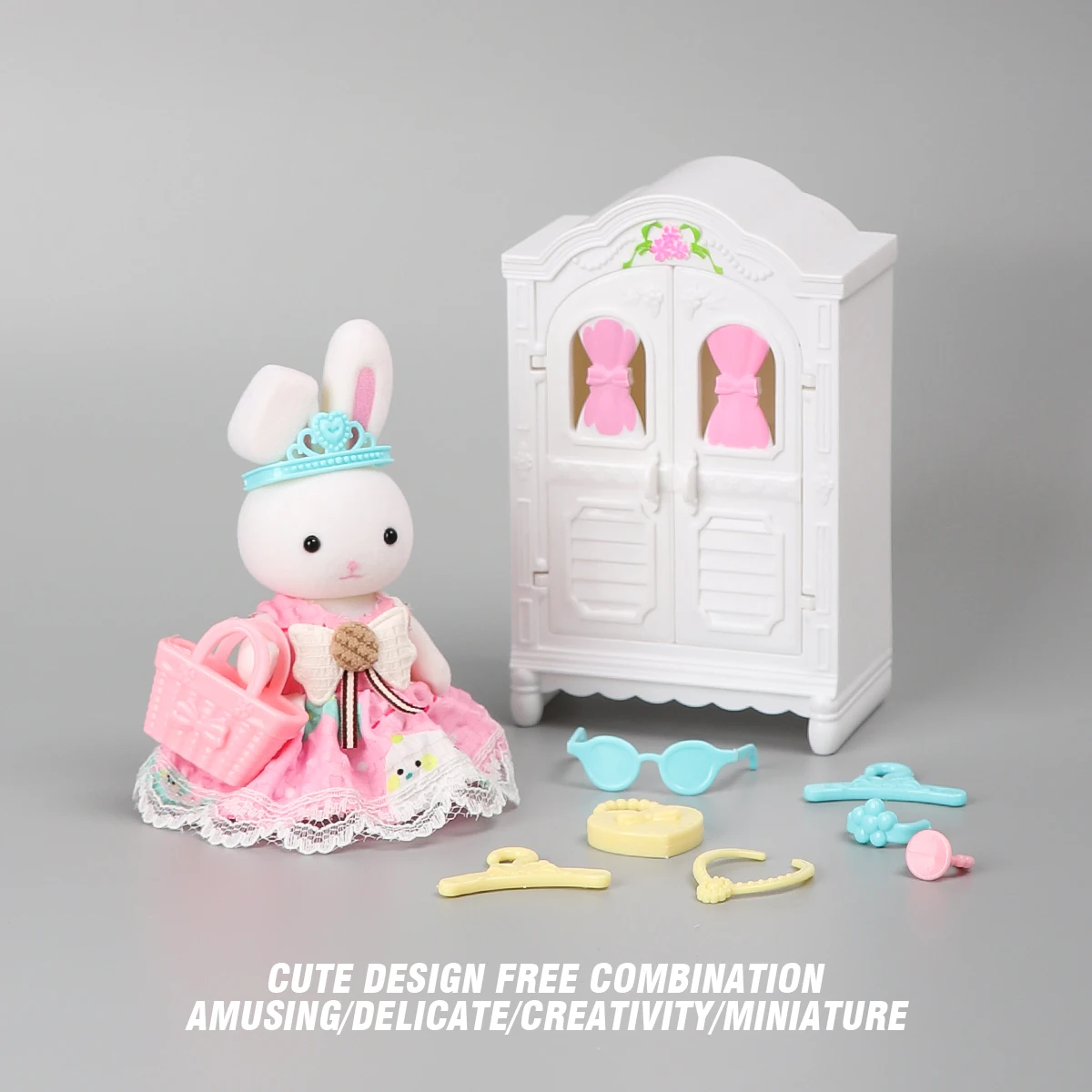 Pretend Toy Princess Castle Wardrobe Rabbit Toys Girls Pretend Play House Role-Play Kids Accessories