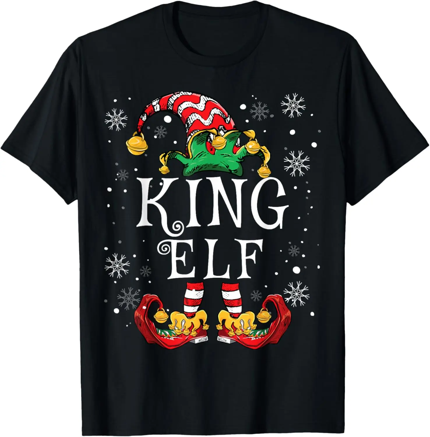 Elf King Men Family Matching Funny Christmas Dad T-Shirt