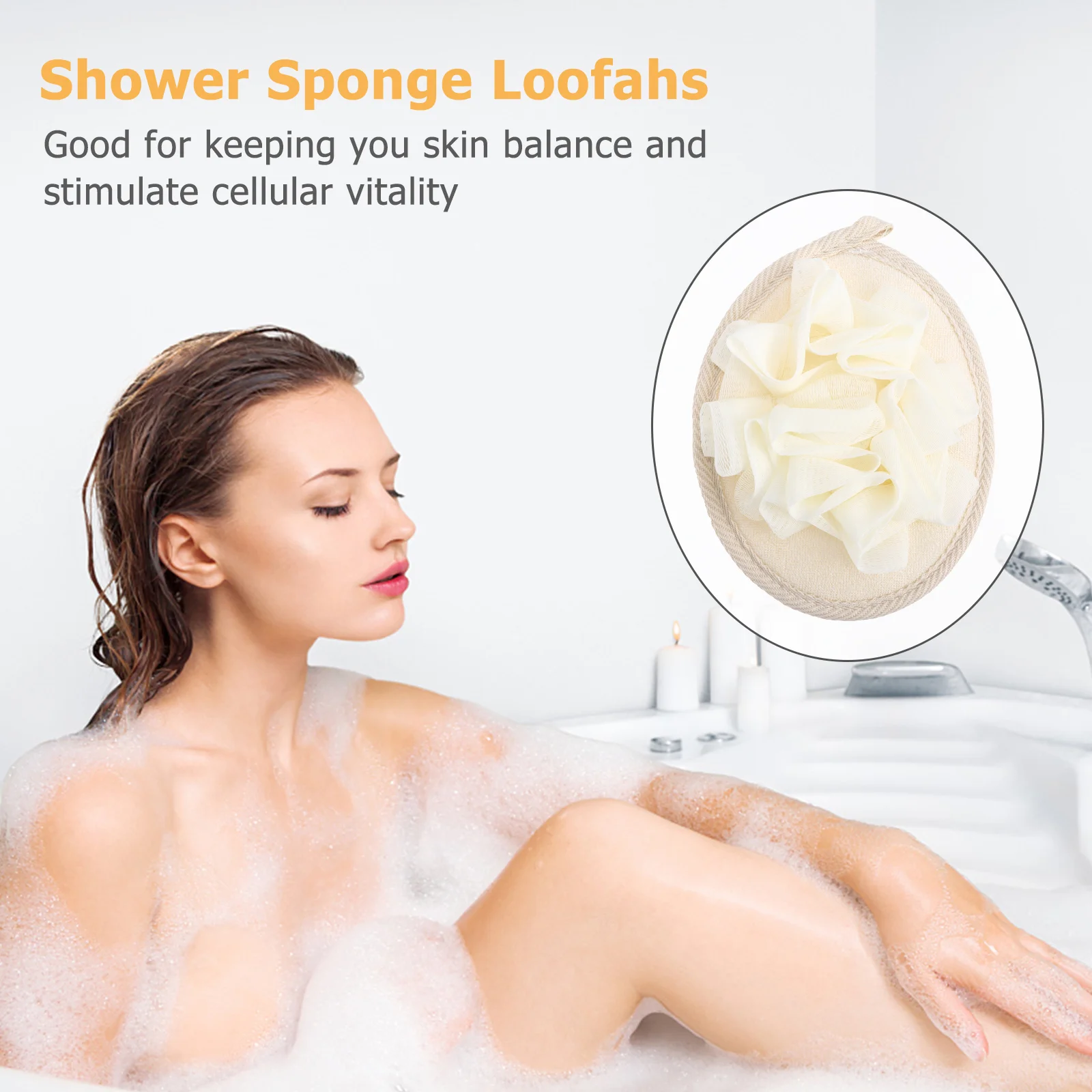 4 Pcs Sponges Scrubber Soft Bath Ball Balls Bubble Maker Bathing Loofahs Shower Body Sensitive 18X14cm Beige Baby Child