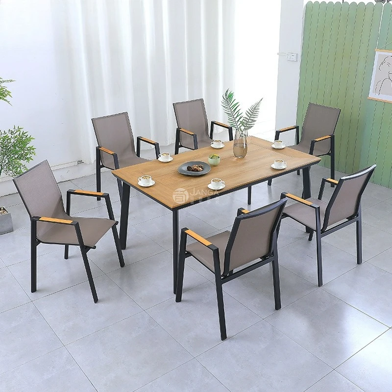 

Outdoor villa courtyard tables and chairs Open-air garden dining table and chair combination Leisure balcony Indoor metal