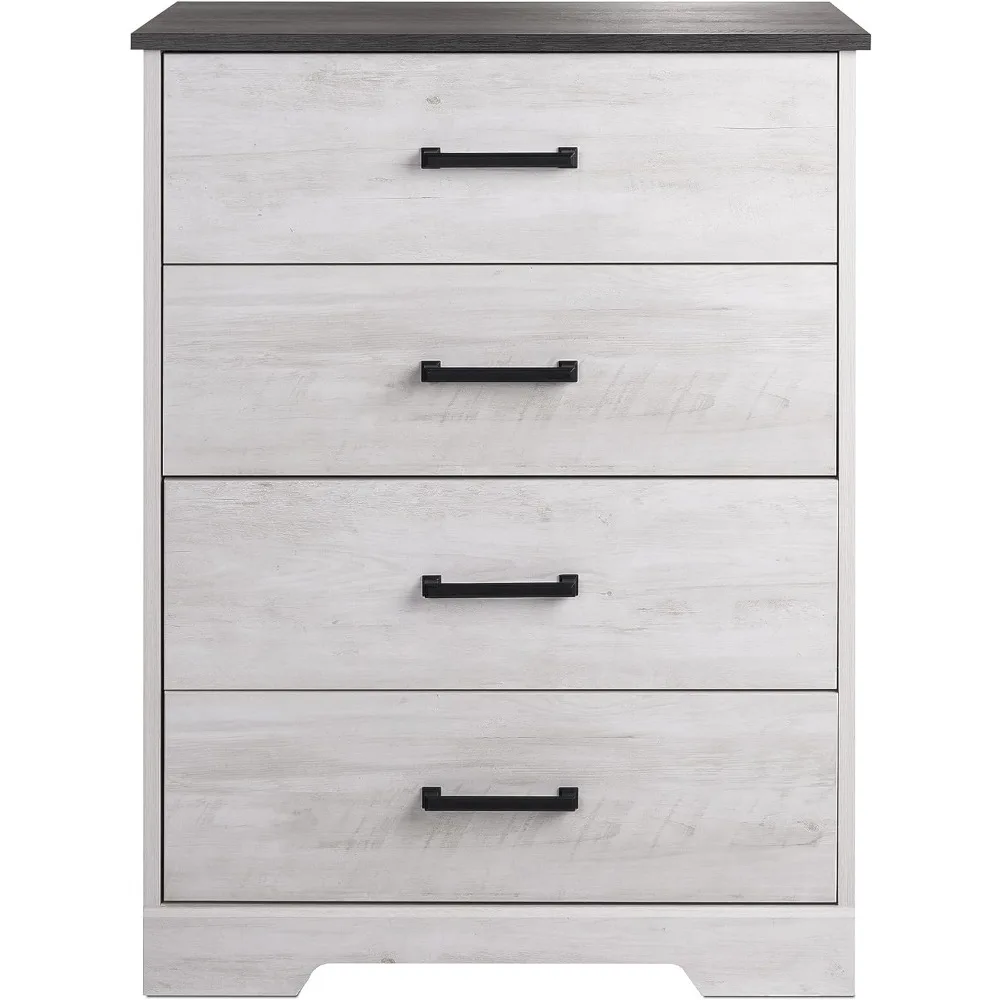 Rustic Ridge Farmhouse Chest, commode de chambre en bois avec 4 portes de rangement