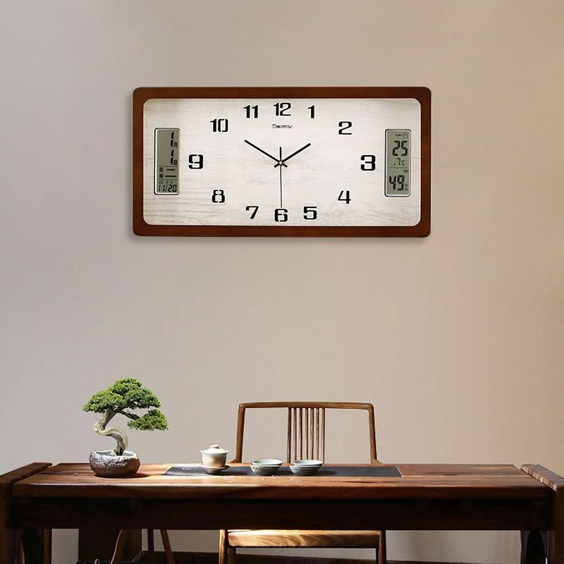 

Часы из цельного дерева Настенные часы Радио Гостиная Домашний бесшумный