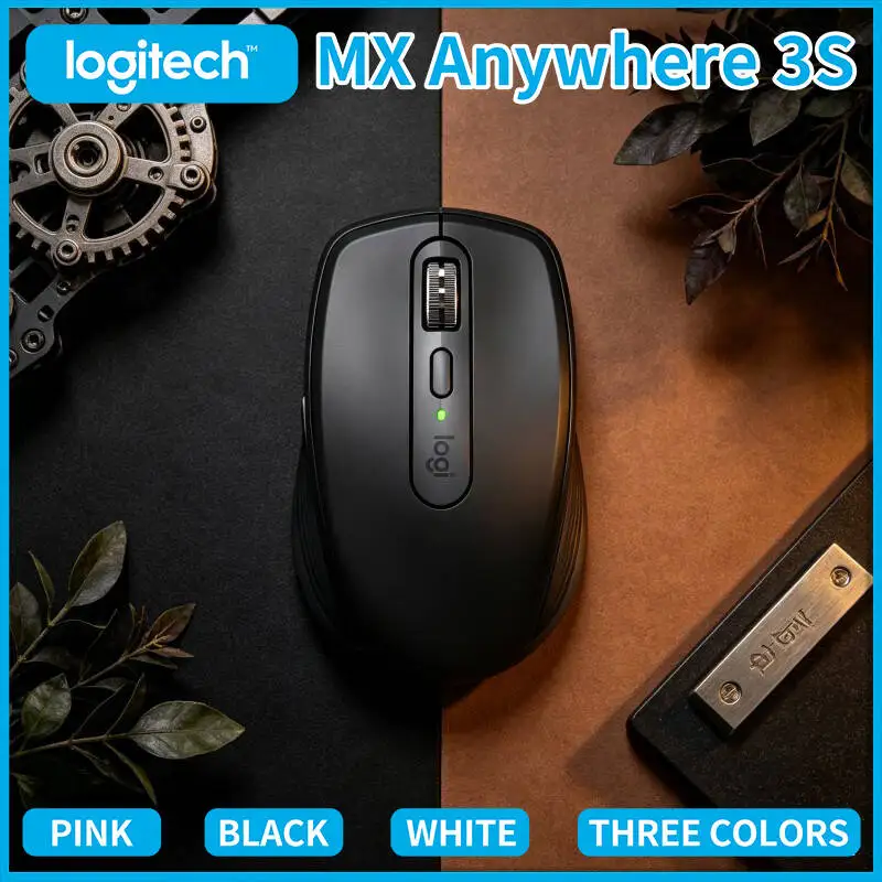Durable Logitech MX Anywhere 3S Mouse - 8K DPI, Hyper-Scroll, Silent Click, USB-C Quick Charge, 3-Device Sync, Office Use