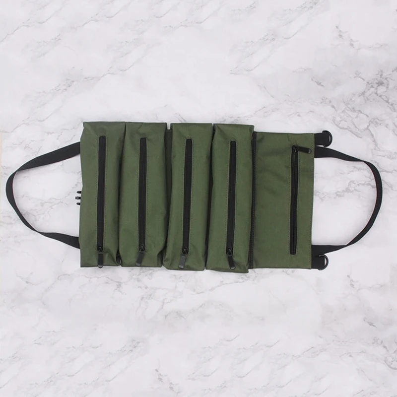 Electricians Tool Bag Portable Canvas Bag 5 Zipper Pockets for Car Motorcycle