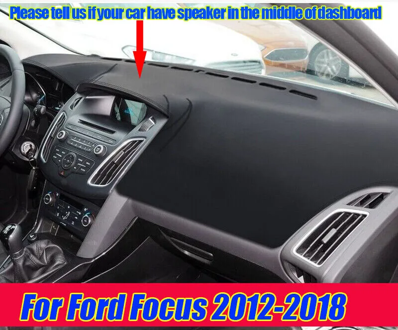 

Black Leather Dashboard Cover Dash Protector Pad Mat For Ford Focus 2012-2018