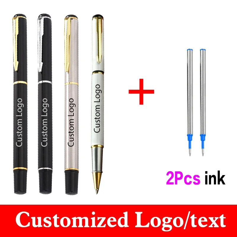 Metal Ballpoint Pen 3pcs/set Advertising Signature Pen Get 2 Ink Business Gift Pen Gel Pen Custom Logo Wholesale Lettering Name