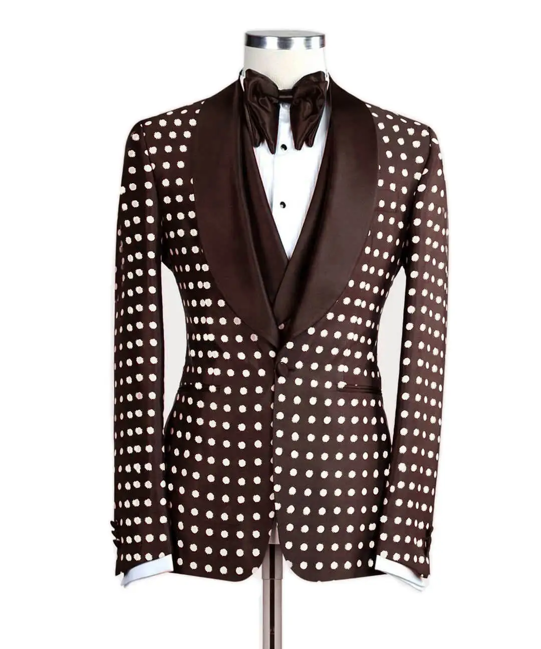 Men Suits Slim Fit Wedding Tuxedo Customized Wedding Party Formal Occasion Polka Dot Groom Tailor-Made Plus Size Blazer Jacket