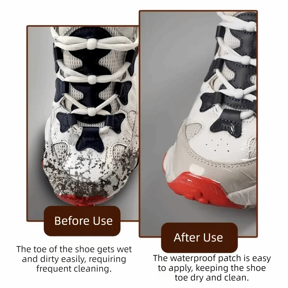 150PCS Disposable Clear Film Shoe Stickers Waterproof Self-adhesive Shoe Toe Rain Stickers Wear Resistant Anti-Scratch
