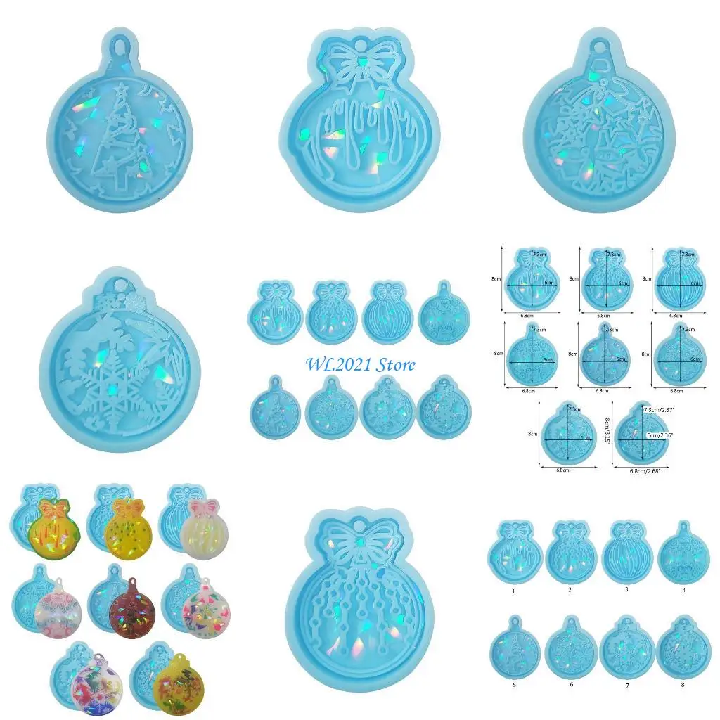 G5GC الضوء والظل سلاسل المفاتيح العفن DIY الايبوكسي الحرفية قلادة عيد الميلاد قالب مجوهرات