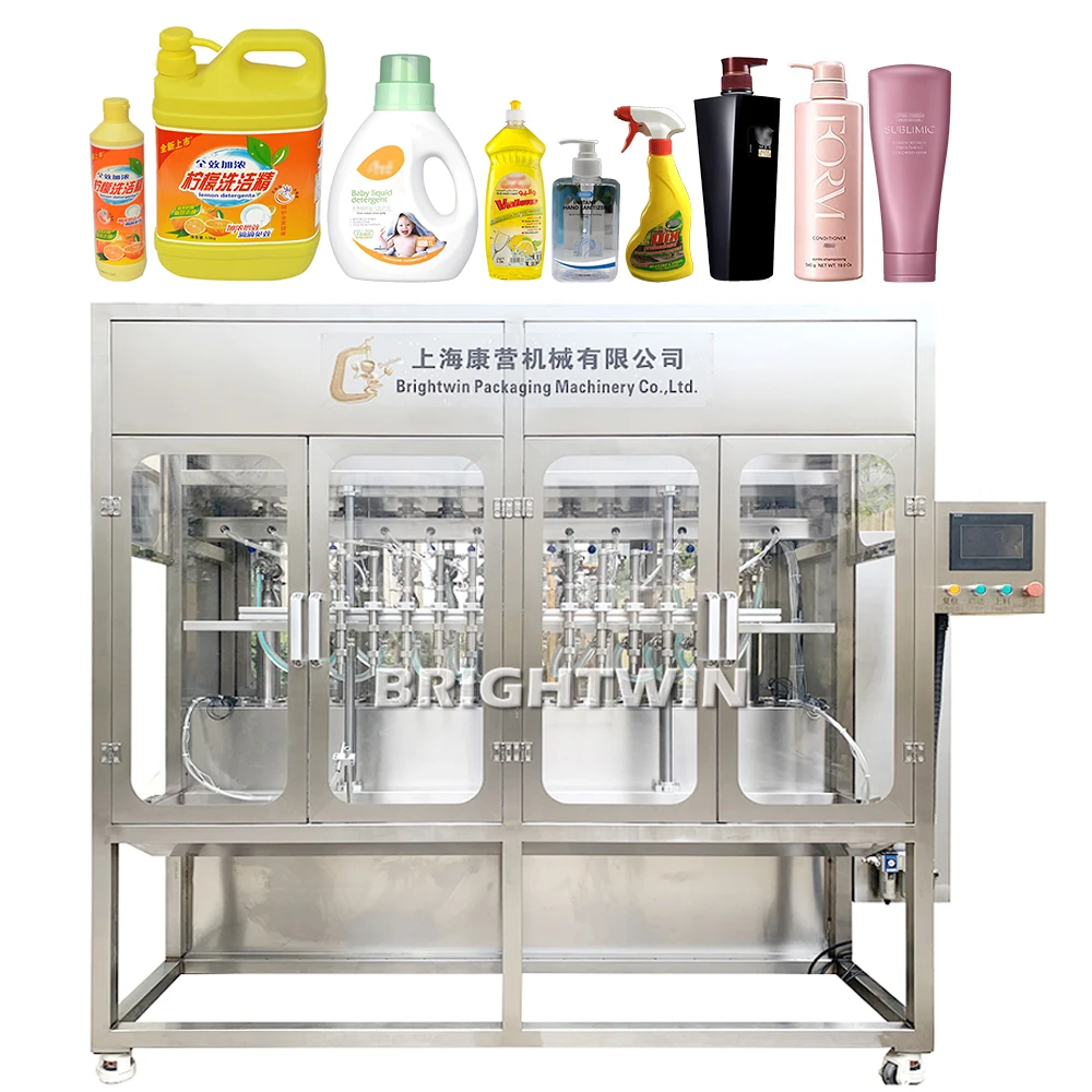 【brand New】Brightwin High Quality 4 Heads Hand Sanitizer Liquid Soap Detergent Bottle Filling Filling Machine Capping Labeling