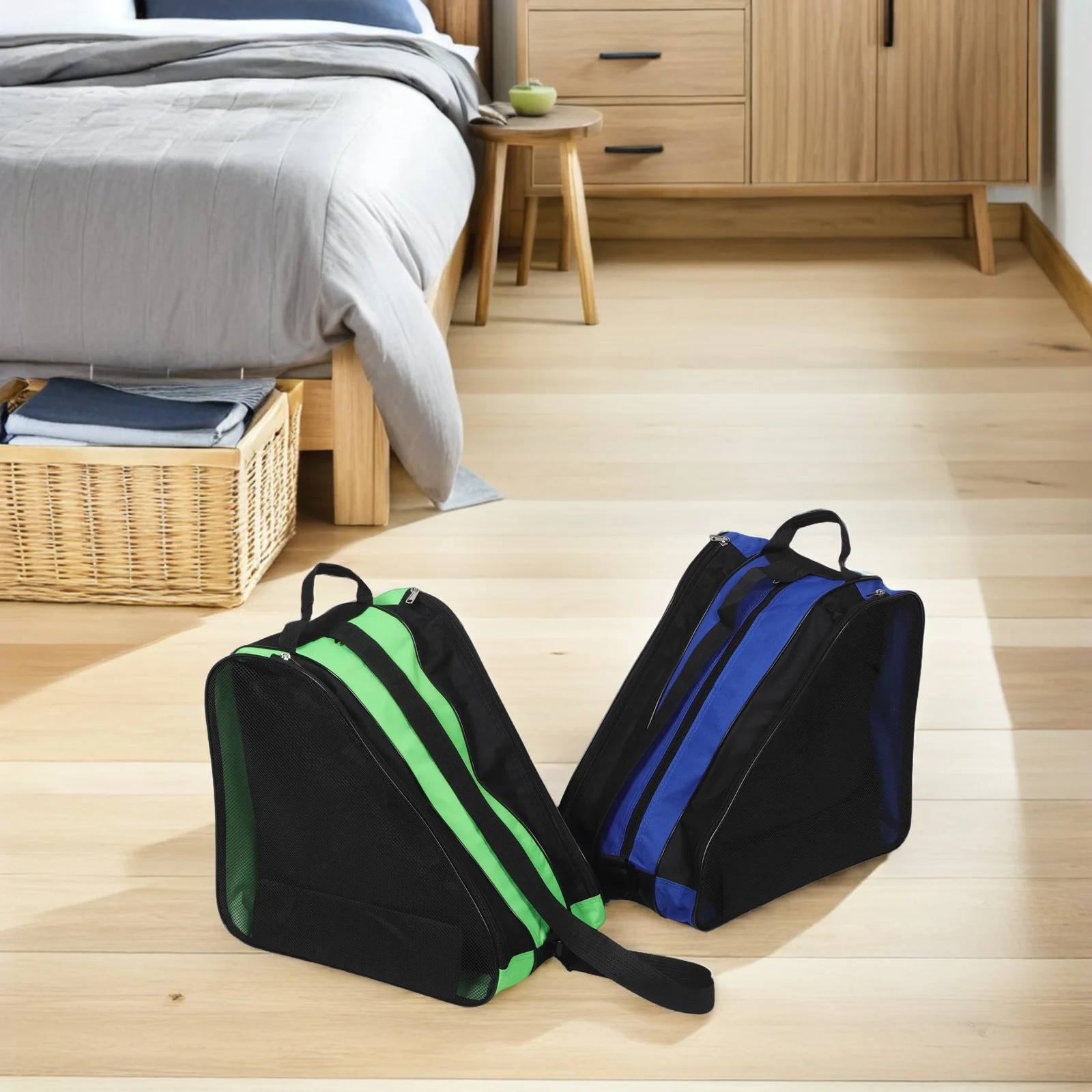 

2pcs Roller Skate Bag Kids Breathable Storage Backpack for Girls Boys Skating Shoes Holder Weather Resistant Tote Shoulder