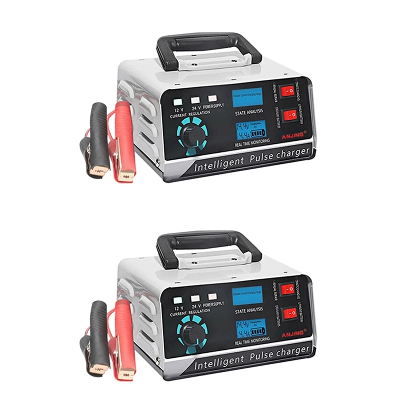 2X 400W 30A 12V/24V Automatic Car Battery Charger Smart Pulse Repair Boat Trickle EU Plug