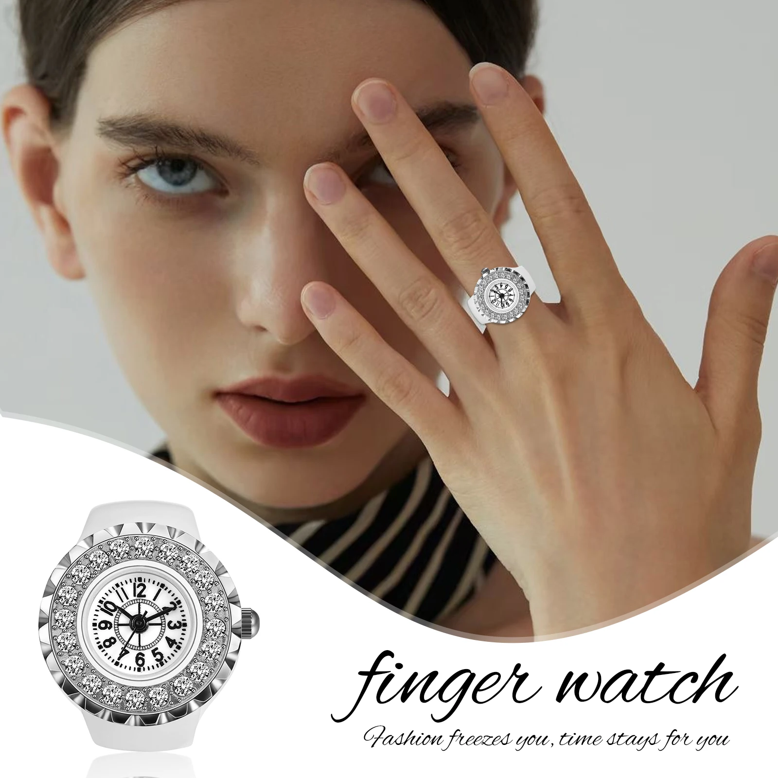 Lancardo-男性と女性のための高級ユニセックスフィンガーリング,クォーツ,アナログ,クリエイティブ,ステンレス鋼,弾性バンド,カップルへのギフト