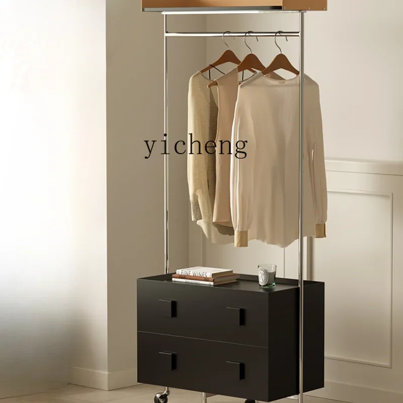 

ZF Solid Wood Hanger Movable Floor Storage Household Bedroom Light Luxury Coat Rack Storage