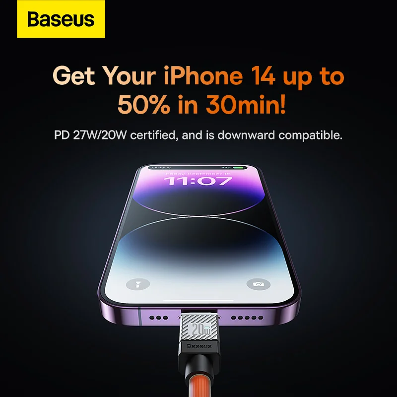 Baseus PD 20W USB Type C Cable For iPhone 14 13 12 11 pro max Fast USB C Cable Cable Type C to Lighting Cable Wire Code