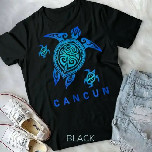 

Cancun Mexico T-Shirt Sea Blue Tribal Turtle Unisex Form T-shirt Youth T-shirt