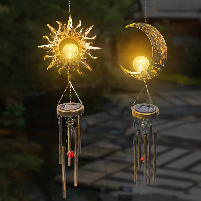 Lamp Garden Balcony Decoration Waterproof Moon Wind Chimes Hanging Lamp Landscape Chandelier Pendant