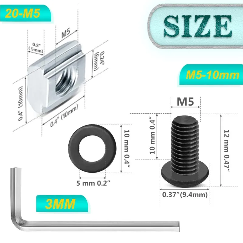 30 세트 2020 시리즈 알루미늄 압출 프로파일 커넥터 30개 2028 코너 브래킷 60개 너트/나사 알루미늄 레일 액세서리용