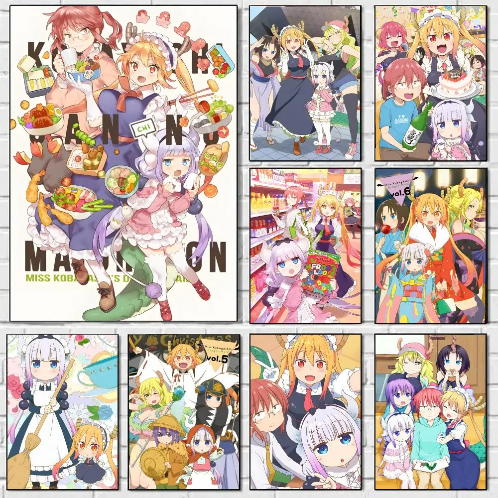 M-Miss Kobayashi S Dragon Maid Poster HD Art Sticky Wall Waterproof Home Bedroom Bar Aesthetic Decoration Perfect Room Decor