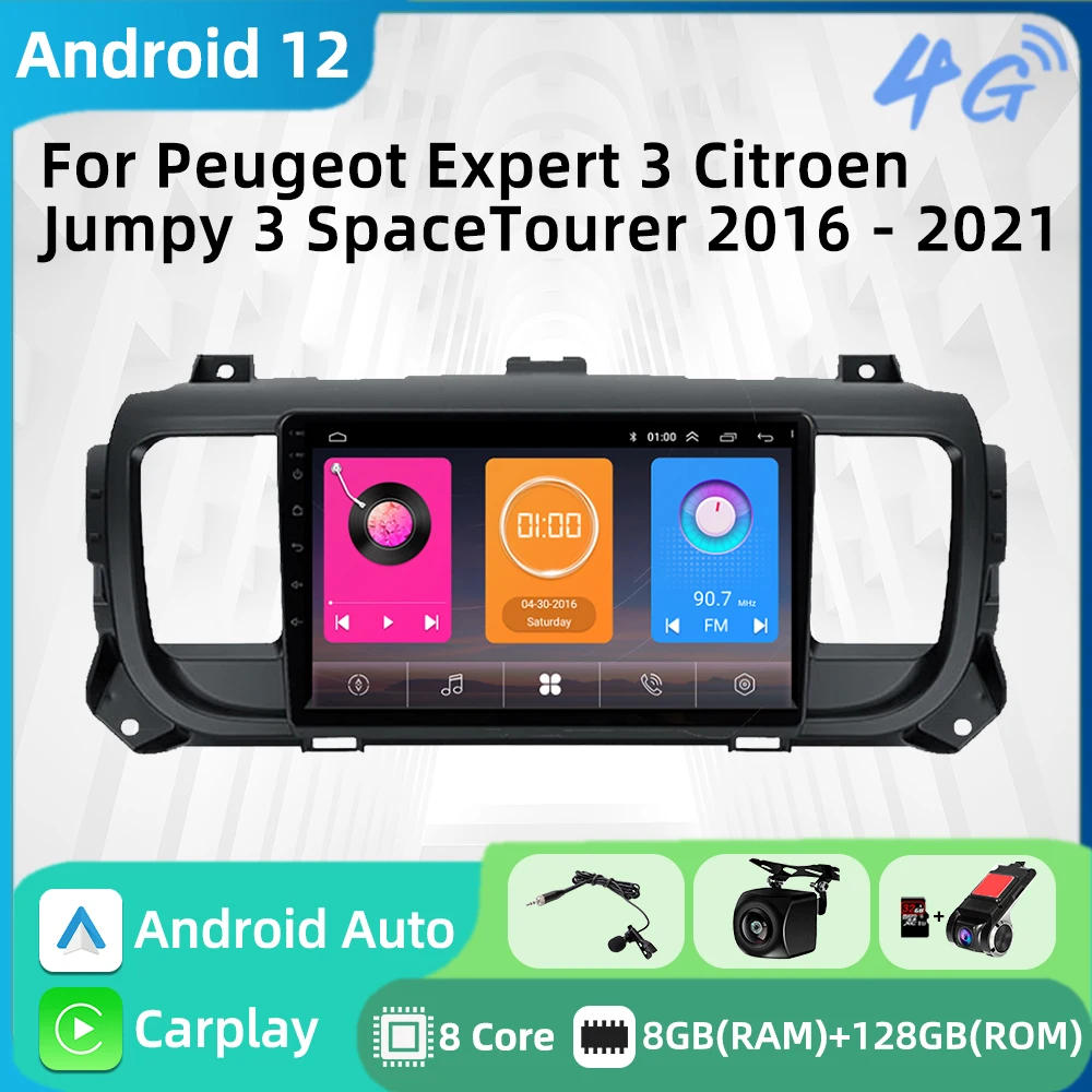 

2 Din Car Radio For Peugeot Expert 3 Citroen Jumpy 3 SpaceTourer 2016 - 2021 wireless CarPlay Android Auto Car Multimedia Player