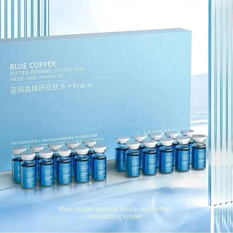 20Pcs Oligopeptide Anti Wrinkle Essences Blue Copper Peptide Freeze-Dried Powder Set Shrink Pores  Treatment Skincare Serum