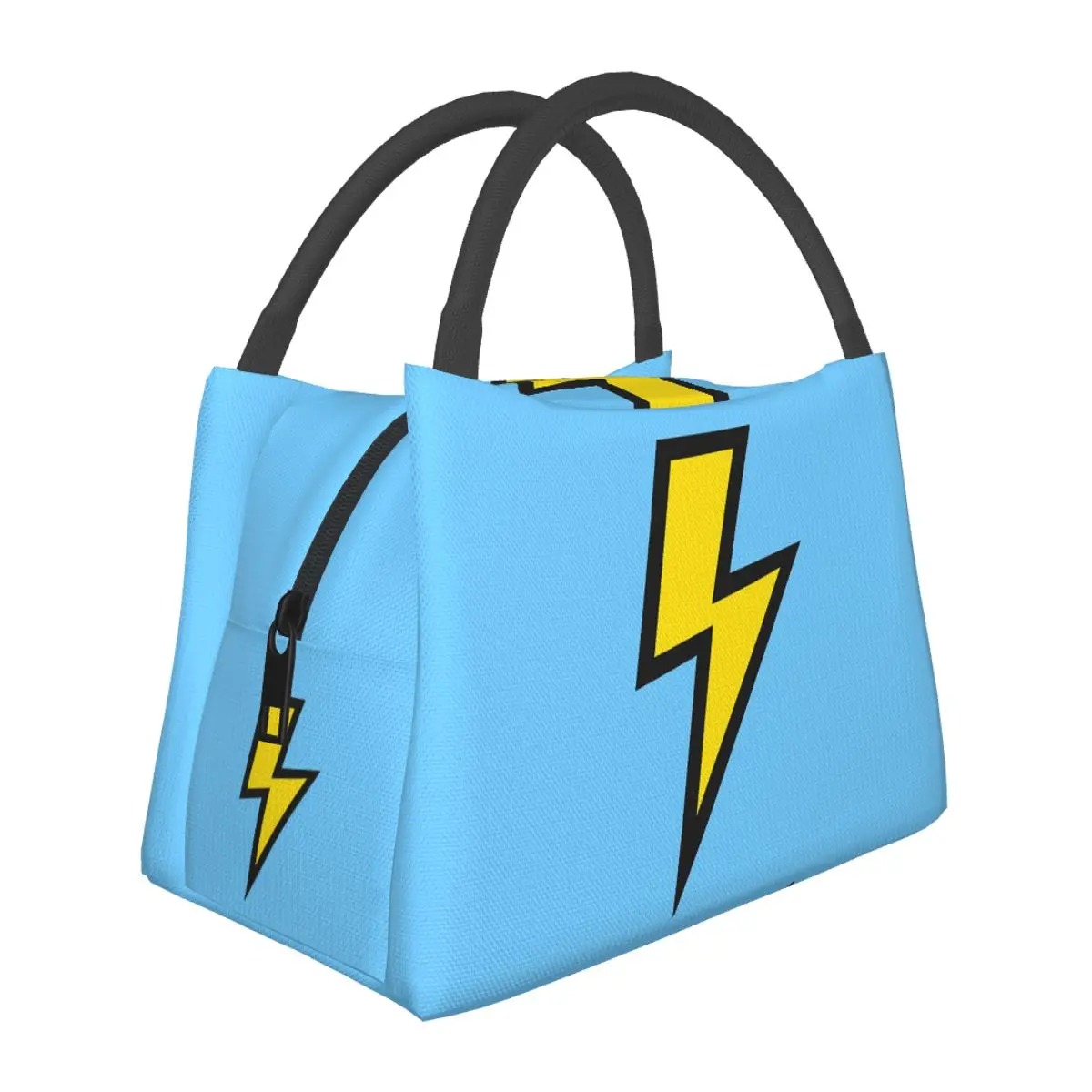 Yellow Lightning Bolts With Bright Blue Insulated Lunch Bag for Women Picnic Storage Food Boxes Portable Thermal Lunch Box Tote