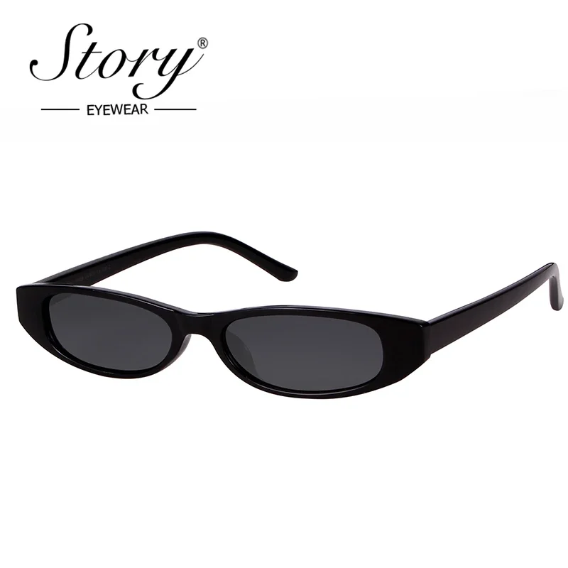 

STORY Vintage Retro Small Cat Eye Sunglasses 2018 Sexy Skinny Slim Frame Ovall Sun Glasses Eyewear Black Femal Glasses UV400