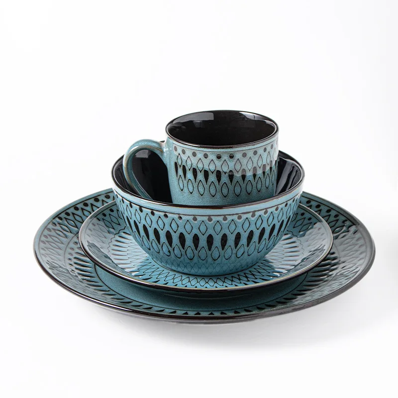 European ceramic plates, dishes, hand-painted kiln-changed glaze plates, creative salad bowls, steak plates, mugs