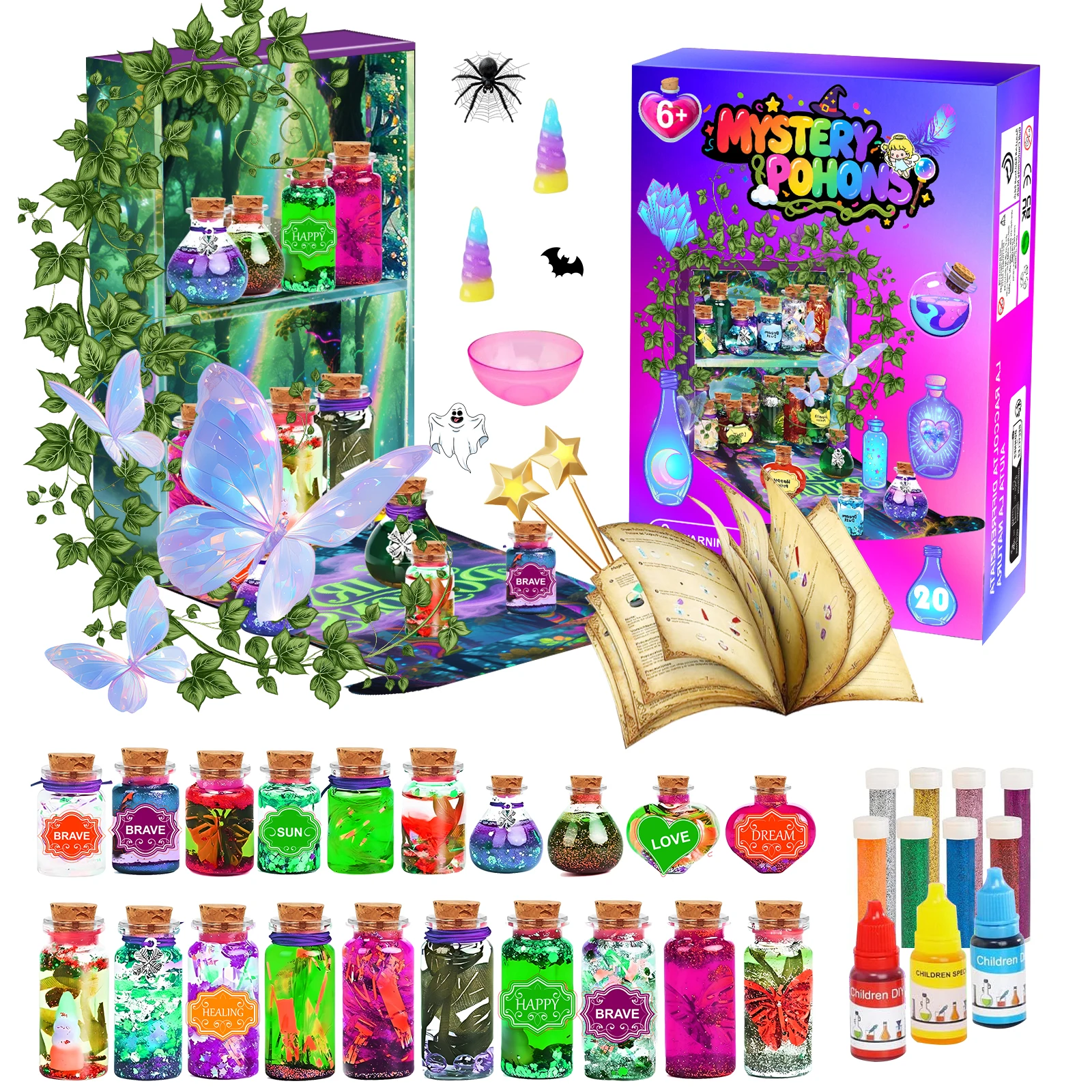 Drei Sets mit Zaubertränken für Kinder, Märchen-Bastelsets, Medizinische Wasserfläschchen, Geburtstagsgeschenke, Schule und Heim-Bastelsets, DIY-Aktivitäten – Detail 1