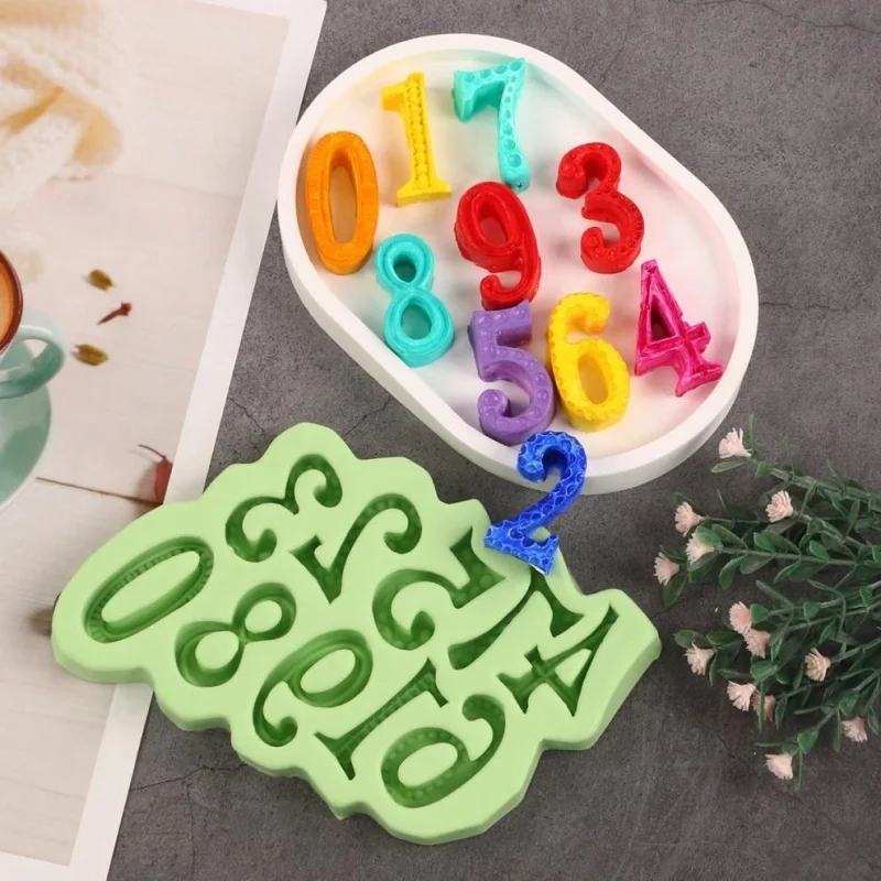 DIY Baking Art Number Liquid Silicone Mold Chocolate Clay Mould Reusable Kitchen Baking Tool Handmade Cake Dessert Decoration