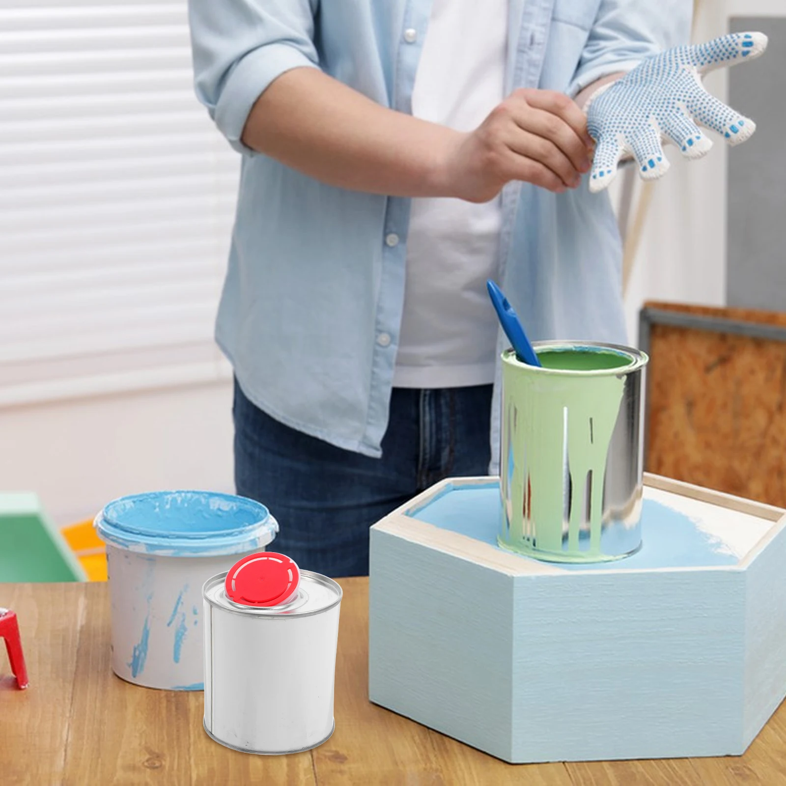 

Durable Iron Mini Paint Bucket Strong Sealing Lightweight Portable Reusable Empty Cans For Car Detailing Kitchen Garbage Storage