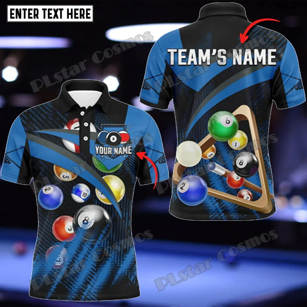 8 Ball Pattern Billiard Red Personalized Name 3D All Over Printed Men's Polo Shirt Summer Unisex Casual Polo shirt WK168