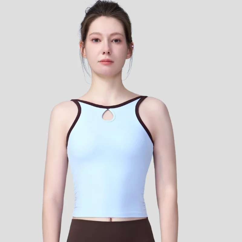 

Woman Yoga Nude Feel Water-drop Hollow-out Athletic Undergarment Sports Fitness Running Gym Workout Pilates Elastic Vest