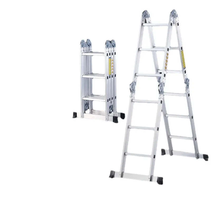 Small Joint Four Fold Ladder Aluminum Alloy Dual Purpose Ladder Double Sided Folding Convenient and Lightweight Joint Ladder