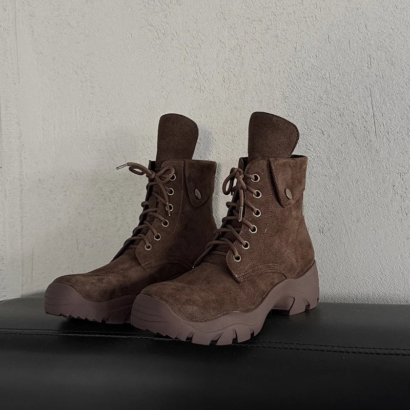 امرأة الأحذية أحذية رياضية كاجوال بوتاس الدانتيل متابعة أحذية بوت قصيرة البقر المدبوغ أحذية جولة تو ربيع الخريف امرأة أحذية رياضية كاجوال #3