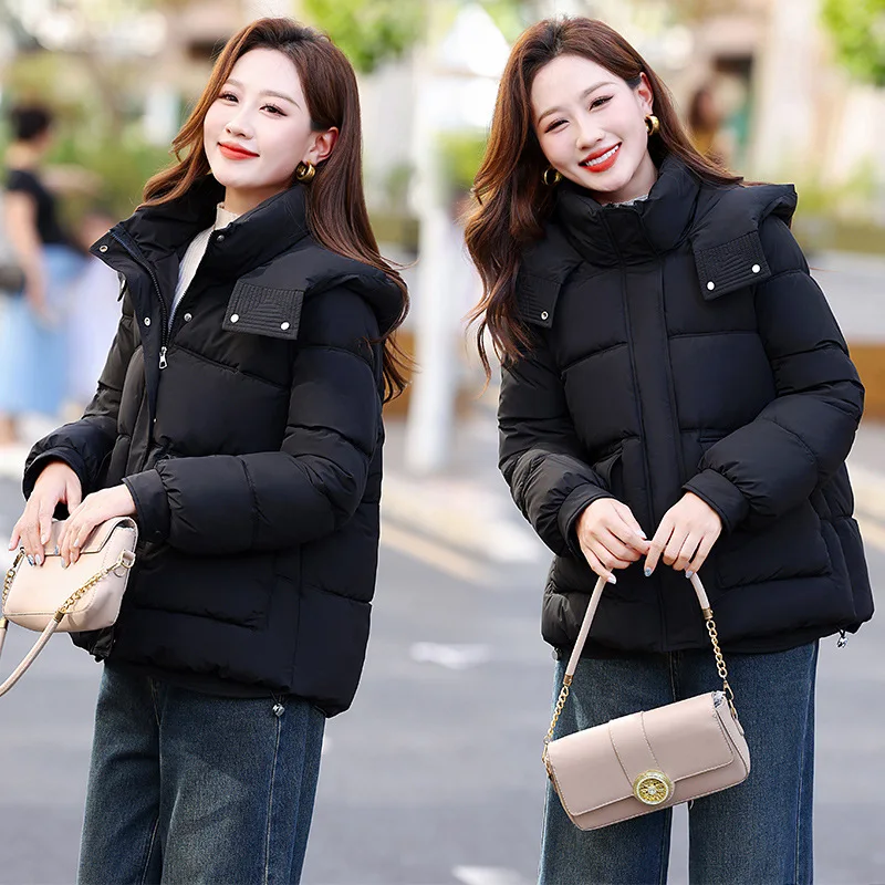 

Женская зимняя короткая стеганая куртка, однотонная клетчатая куртка с большими карманами и пуговицами, женское стеганое пальто, минималистичная ветрозащитная верхняя одежда для женщин