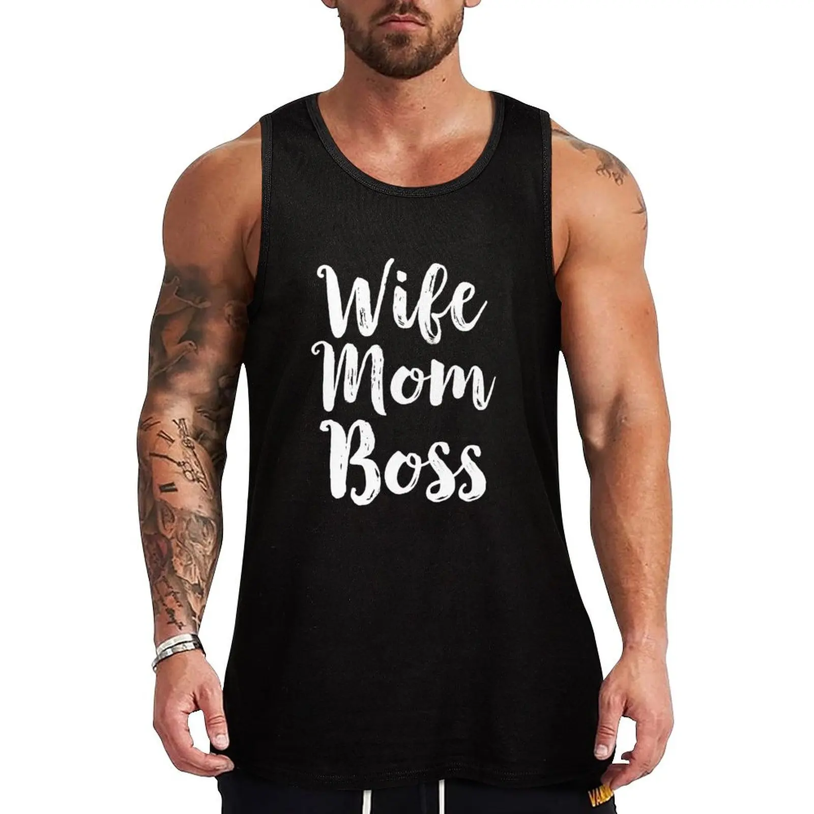 Wife Mom Boss Funny Mothers Day Gift Mama Tank Top Cotton Tank Top Soft Casual Sleeveless Shirt
