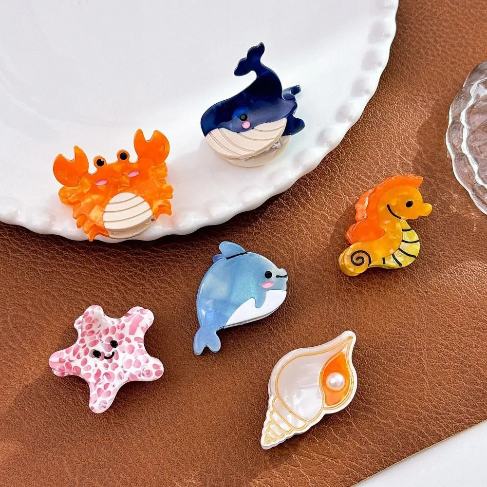 Starfish Hair Claw Retro Acetic Acid Hair Accessories Cute Hair Crab Clip Hair Ornaments Conch Mini Hair Claw For Girls