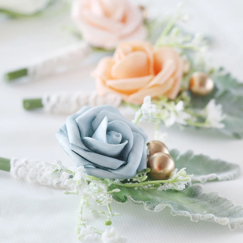 Wholesale wedding corsage flower satin ribbon corsage gift decoration flower for Wedding Party Prom Accessory