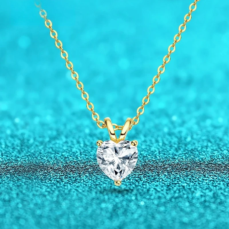 

avdwpob 1ct Certified Heart Cut Moissanite Necklace for Women Classic 100% S925 Sterling Silver Pendant Jewelry Wholesale GRA