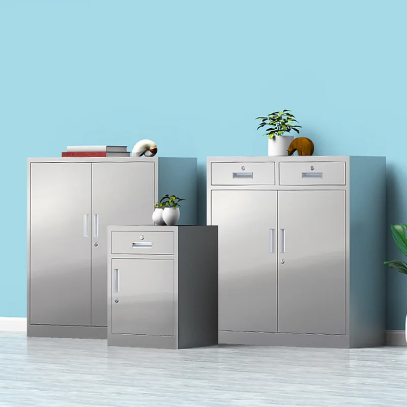 

Stainless steel file cabinet, bedside table, movable cabinet with lock drawer, medical locker, one bucket, one door, small