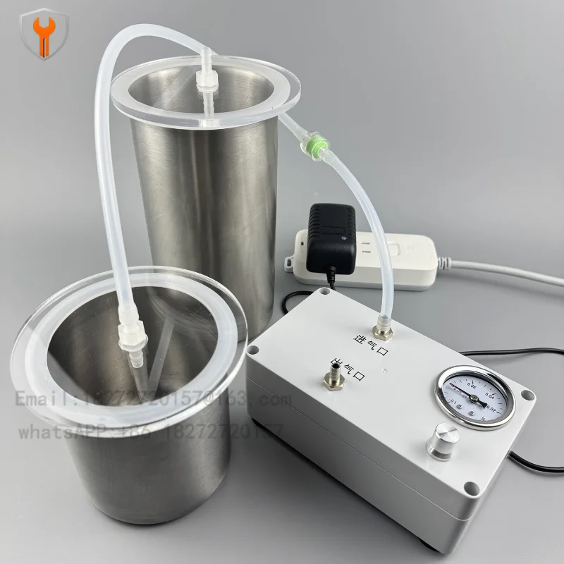 Laboratory Electric Vacuum Pump -80KPa Adjustable Flow Rate+Stainless Steel Vacuum Defoaming Tank 700/1000/1400ml
