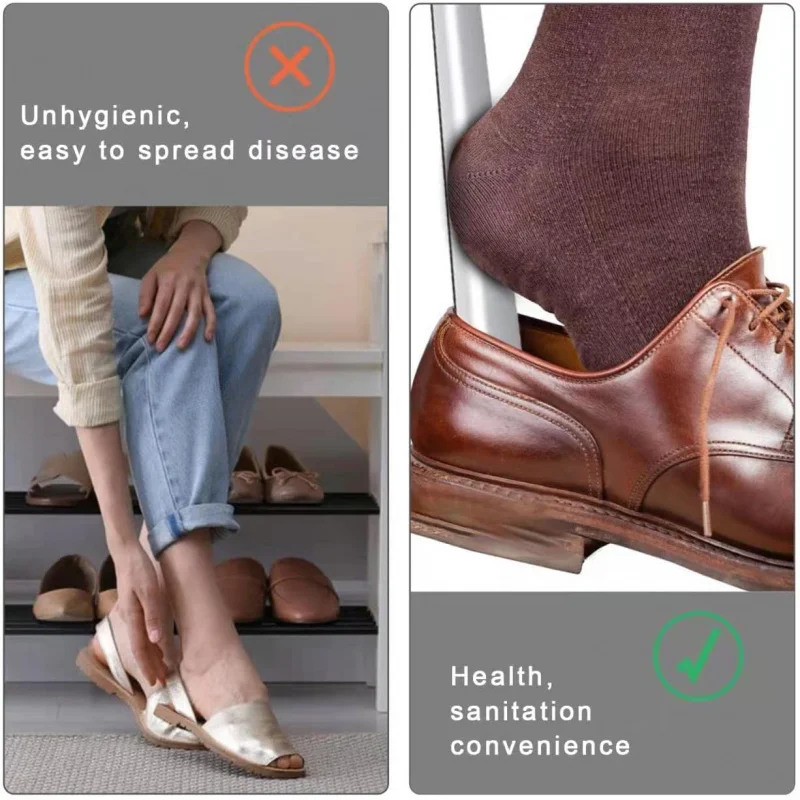 قطعة واحدة من لبيسة الحذاء شديدة التحمل (سمك 1.2/1.5/1.8 مم) مع قبضة جلدية - لكبار السن والرجال والنساء، تناسب جميع الأحذية